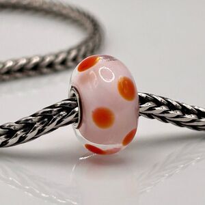 TROLLBEADS Light Pink & Coral Polka Dots Unique LAA 925S Preloved, Great